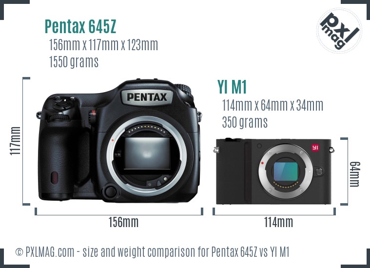 Pentax 645Z vs YI M1 size comparison