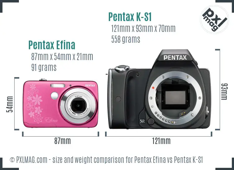 Pentax Efina vs Pentax K-S1 size comparison