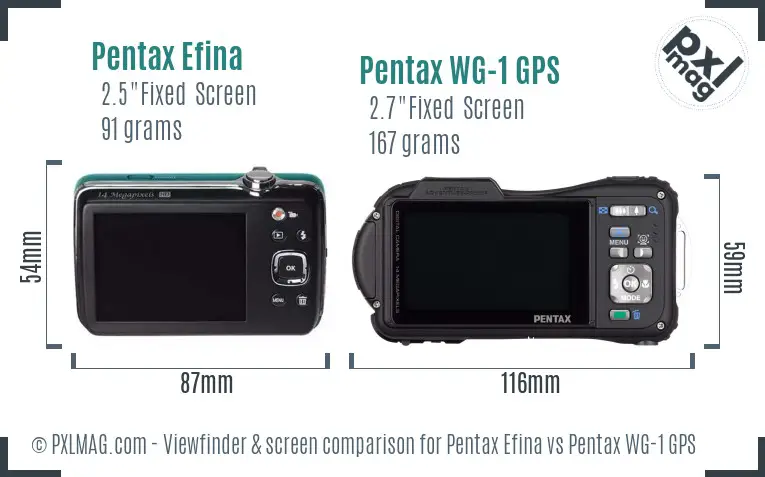 Pentax Efina vs Pentax WG-1 GPS Screen and Viewfinder comparison