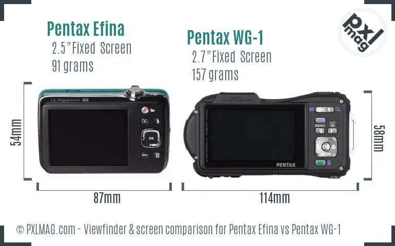 Pentax Efina vs Pentax WG-1 Screen and Viewfinder comparison