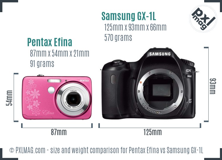 Pentax Efina vs Samsung GX-1L size comparison Pentax Efina vs Samsung GX-1L size comparison