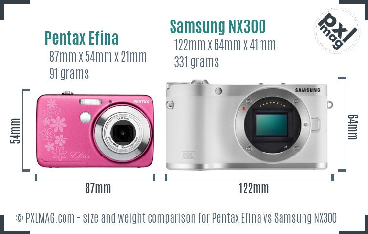 Pentax Efina vs Samsung NX300 size comparison