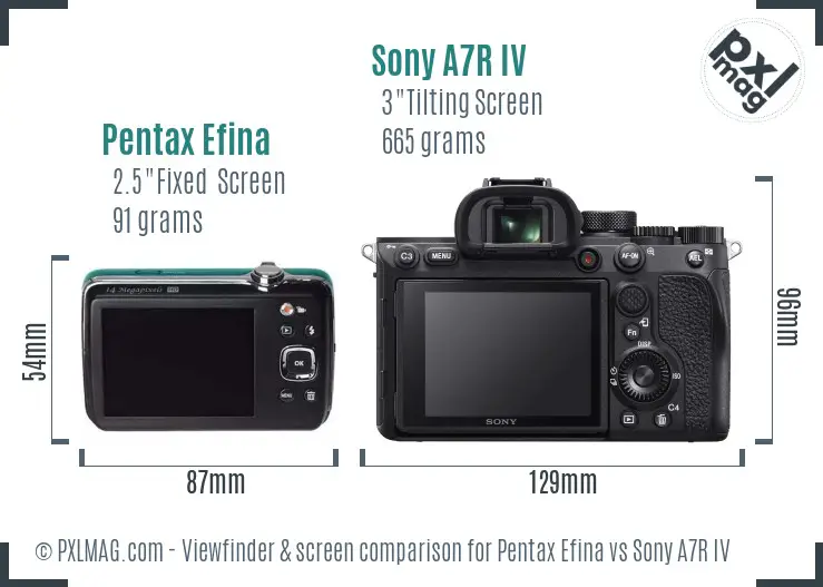 Pentax Efina vs Sony A7R IV Screen and Viewfinder comparison Pentax Efina vs Sony A7R IV Screen and Viewfinder comparison