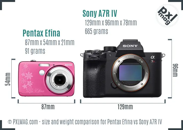Pentax Efina vs Sony A7R IV size comparison Pentax Efina vs Sony A7R IV size comparison