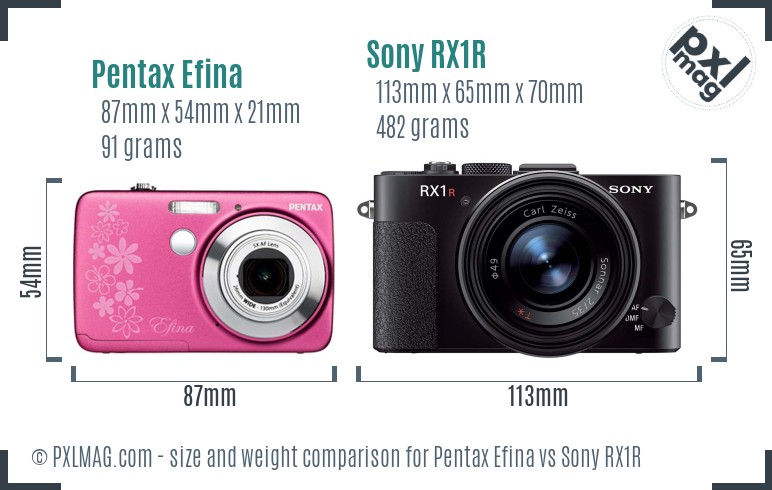 Pentax Efina vs Sony RX1R size comparison