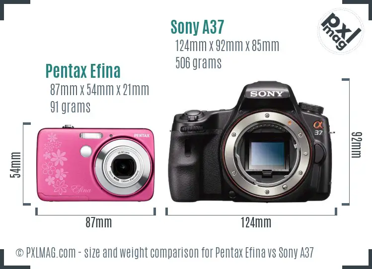 Pentax Efina vs Sony A37 size comparison