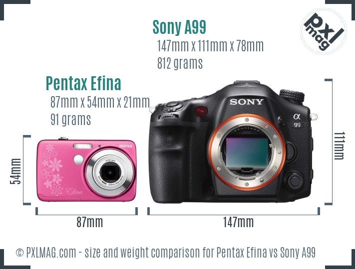 Pentax Efina vs Sony A99 size comparison Pentax Efina vs Sony A99 size comparison