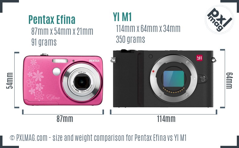 Pentax Efina vs YI M1 size comparison Pentax Efina vs YI M1 size comparison