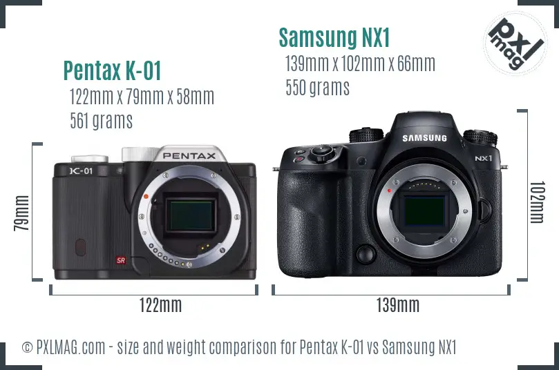 Pentax K-01 vs Samsung NX1 size comparison