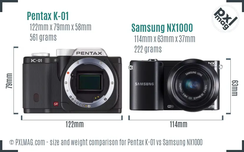 Pentax K-01 vs Samsung NX1000 size comparison