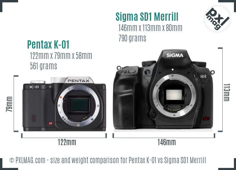Pentax K-01 vs Sigma SD1 Merrill size comparison Pentax K-01 vs Sigma SD1 Merrill size comparison