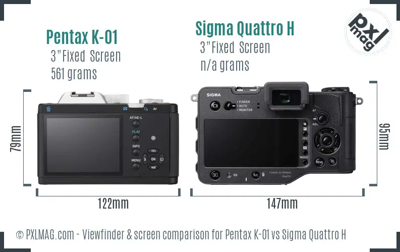 Pentax K-01 vs Sigma Quattro H Screen and Viewfinder comparison