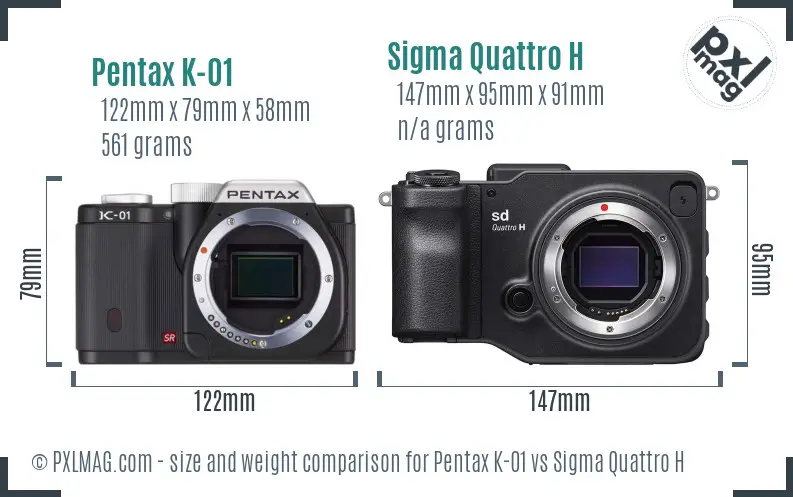 Pentax K-01 vs Sigma Quattro H size comparison