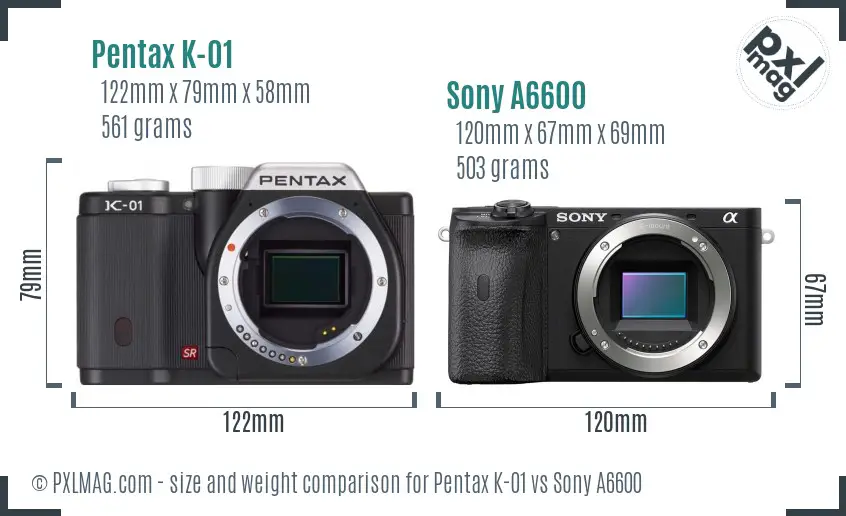 Pentax K-01 vs Sony A6600 size comparison Pentax K-01 vs Sony A6600 size comparison