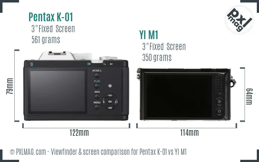 Pentax K-01 vs YI M1 Screen and Viewfinder comparison