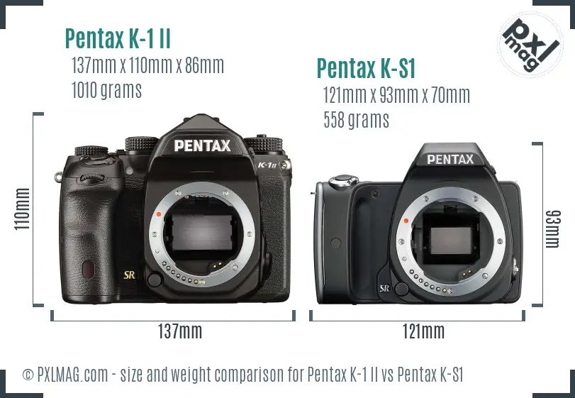 Pentax K-1 II vs Pentax K-S1 size comparison