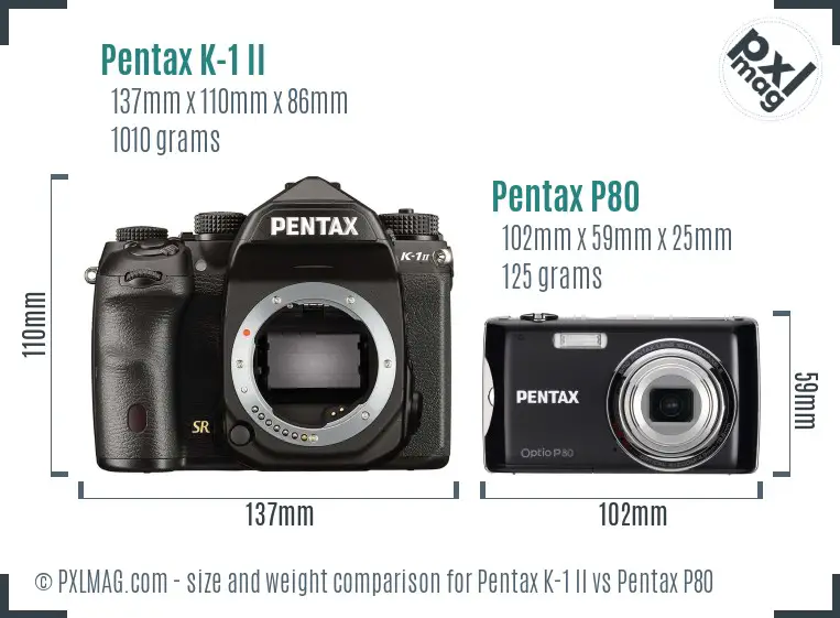 Pentax K-1 II vs Pentax P80 size comparison