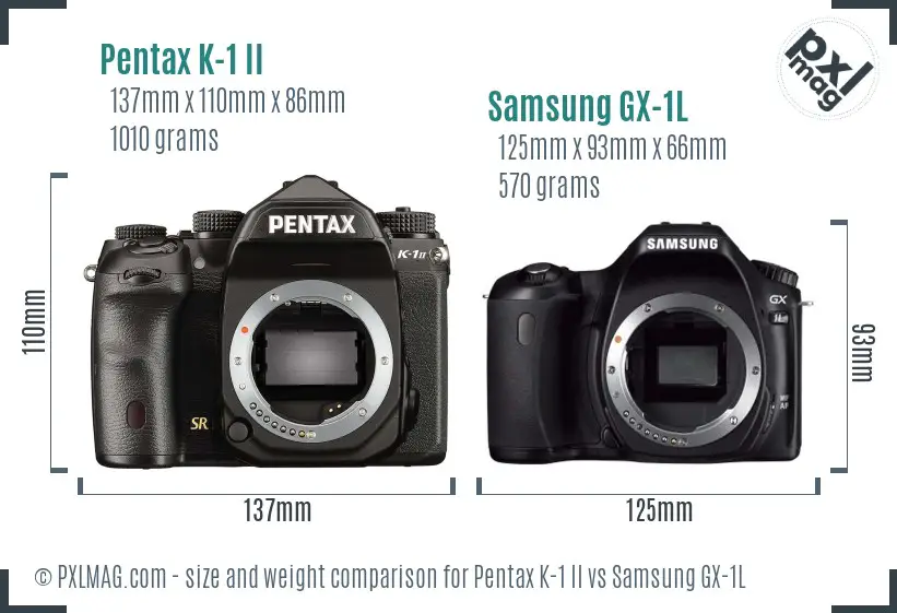 Pentax K-1 II vs Samsung GX-1L size comparison