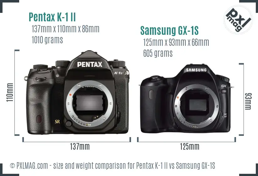 Pentax K-1 II vs Samsung GX-1S size comparison