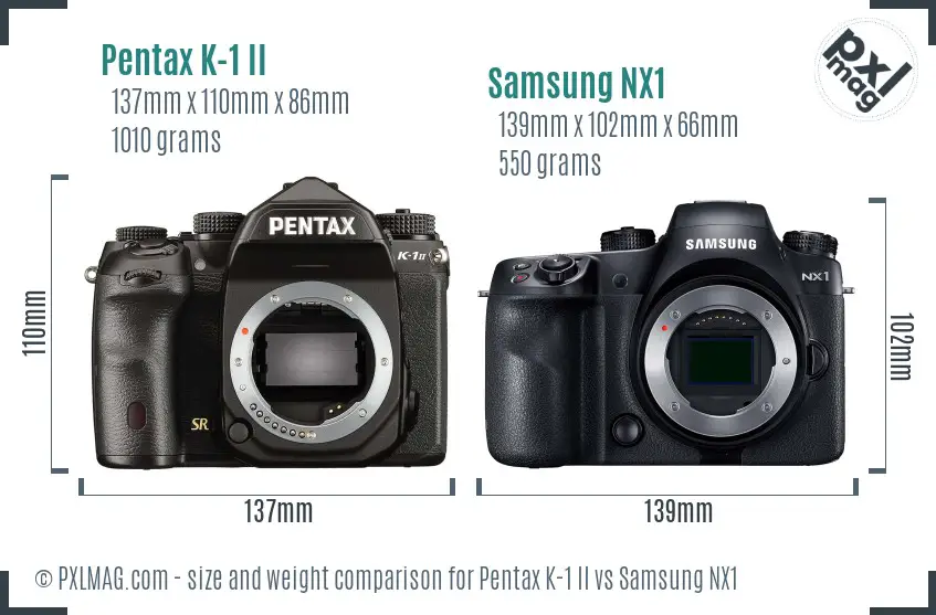 Pentax K-1 II vs Samsung NX1 size comparison