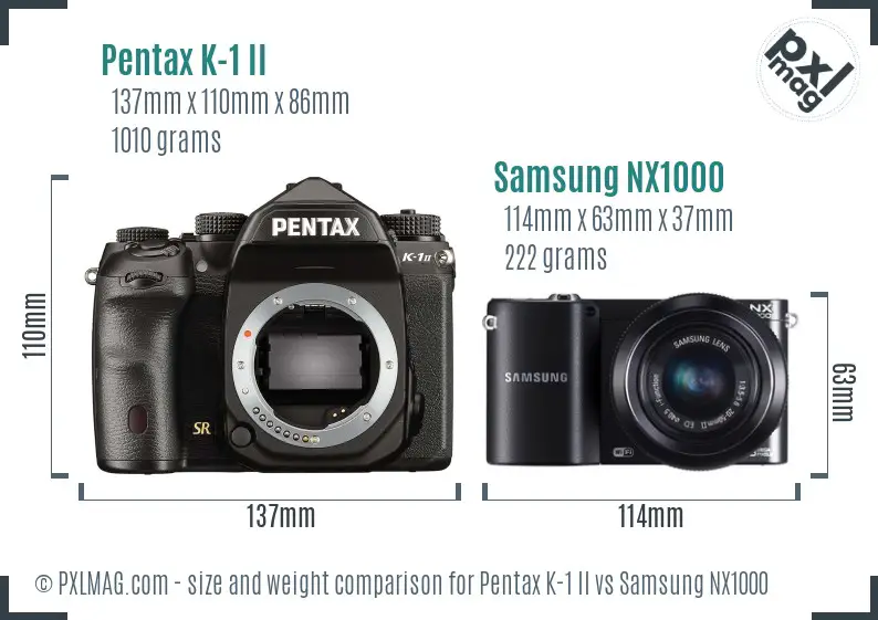 Pentax K-1 II vs Samsung NX1000 size comparison