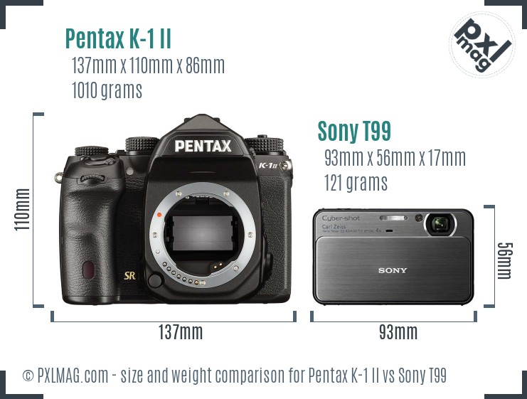 Pentax K-1 II vs Sony T99 size comparison Pentax K-1 II vs Sony T99 size comparison