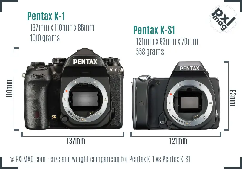 Pentax K-1 vs Pentax K-S1 size comparison