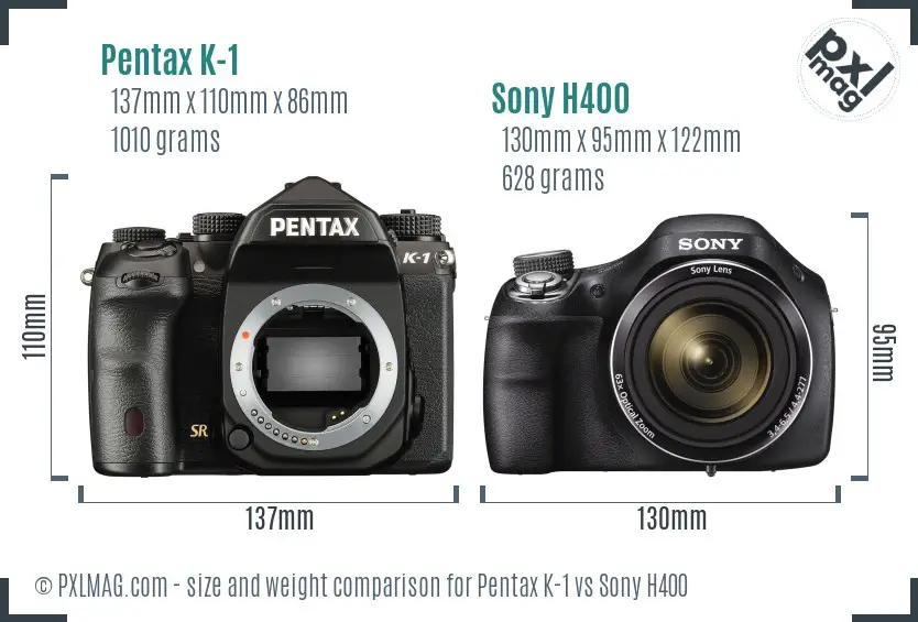 Pentax K-1 vs Sony H400 size comparison Pentax K-1 vs Sony H400 size comparison