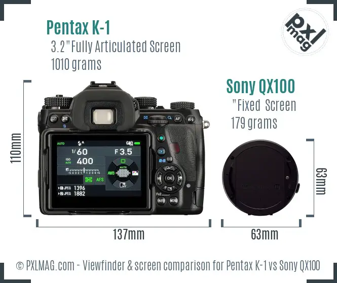 Pentax K-1 vs Sony QX100 Screen and Viewfinder comparison