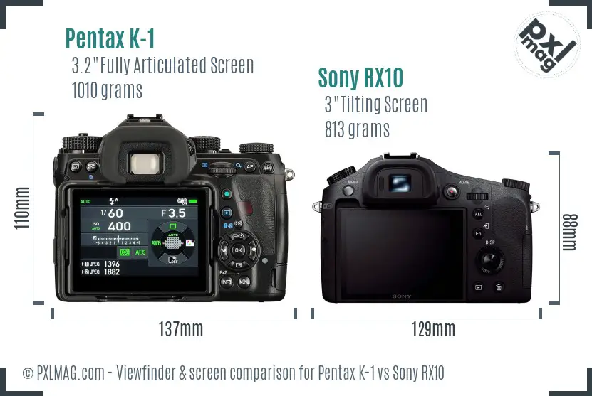 Pentax K-1 vs Sony RX10 Screen and Viewfinder comparison Pentax K-1 vs Sony RX10 Screen and Viewfinder comparison