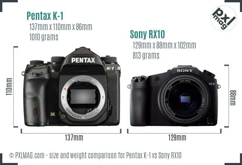 Pentax K-1 vs Sony RX10 size comparison Pentax K-1 vs Sony RX10 size comparison