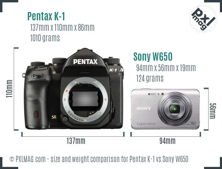 Pentax K-1 vs Sony W650 size comparison Pentax K-1 vs Sony W650 size comparison