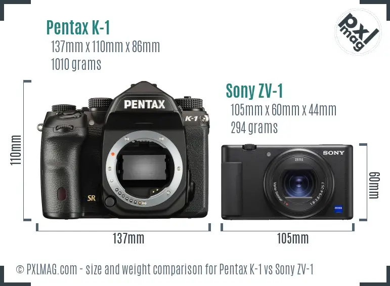Pentax K-1 vs Sony ZV-1 size comparison Pentax K-1 vs Sony ZV-1 size comparison