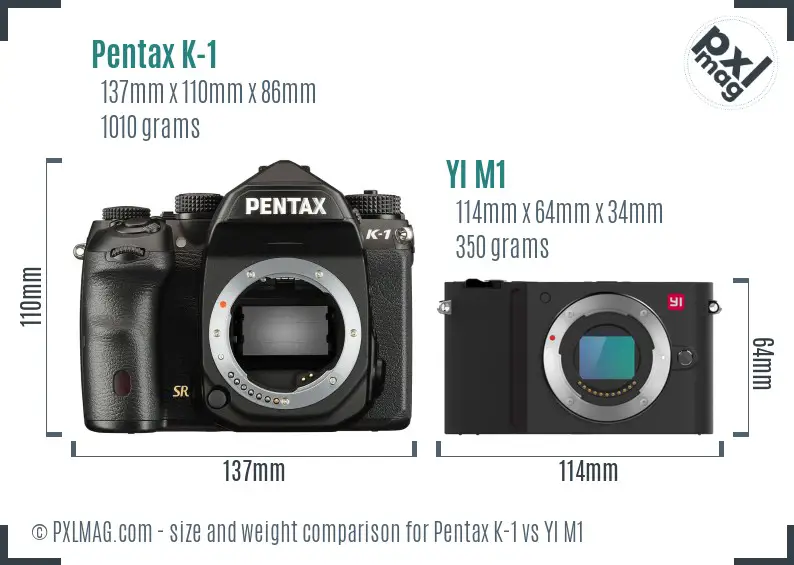 Pentax K-1 vs YI M1 size comparison Pentax K-1 vs YI M1 size comparison