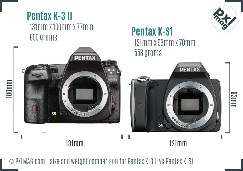 Pentax K-3 II vs Pentax K-S1 size comparison