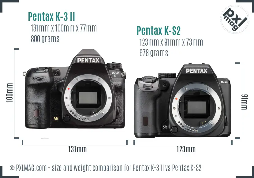 Pentax K-3 II vs Pentax K-S2 size comparison