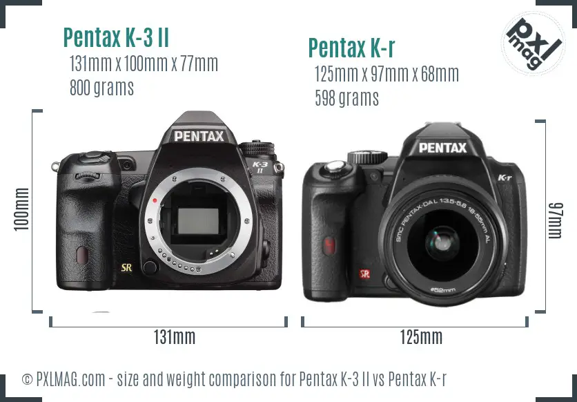 Pentax K-3 II vs Pentax K-r size comparison