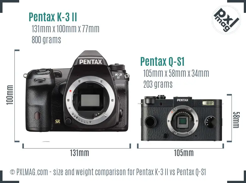 Pentax K-3 II vs Pentax Q-S1 size comparison