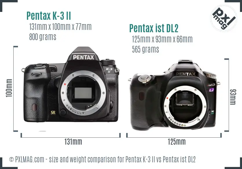 Pentax K-3 II vs Pentax ist DL2 size comparison