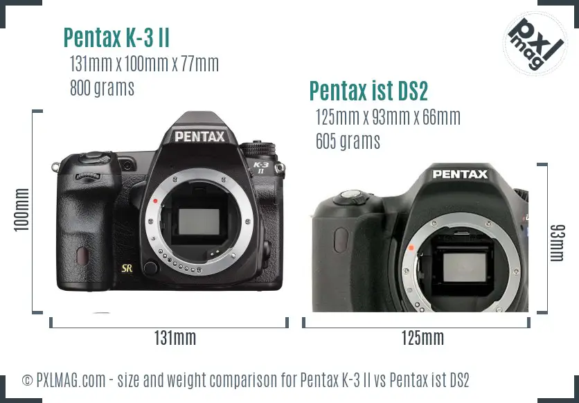 Pentax K-3 II vs Pentax ist DS2 size comparison