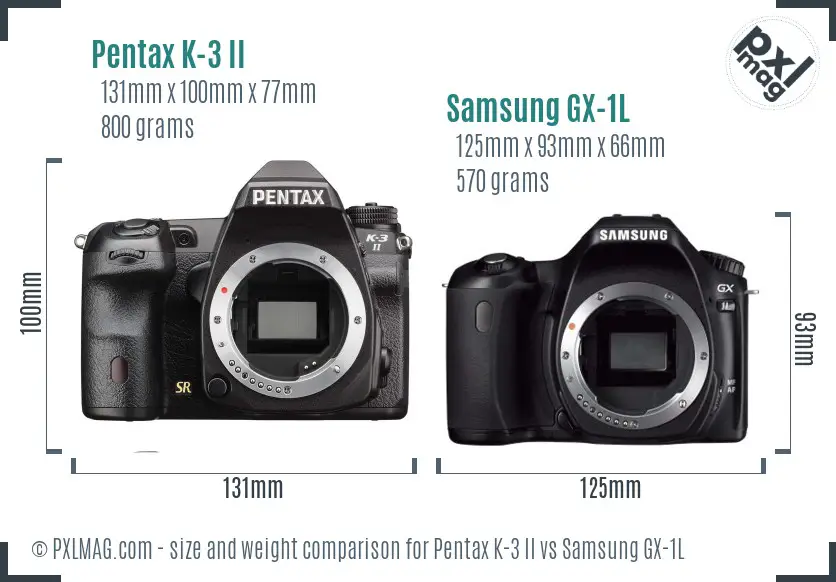 Pentax K-3 II vs Samsung GX-1L size comparison