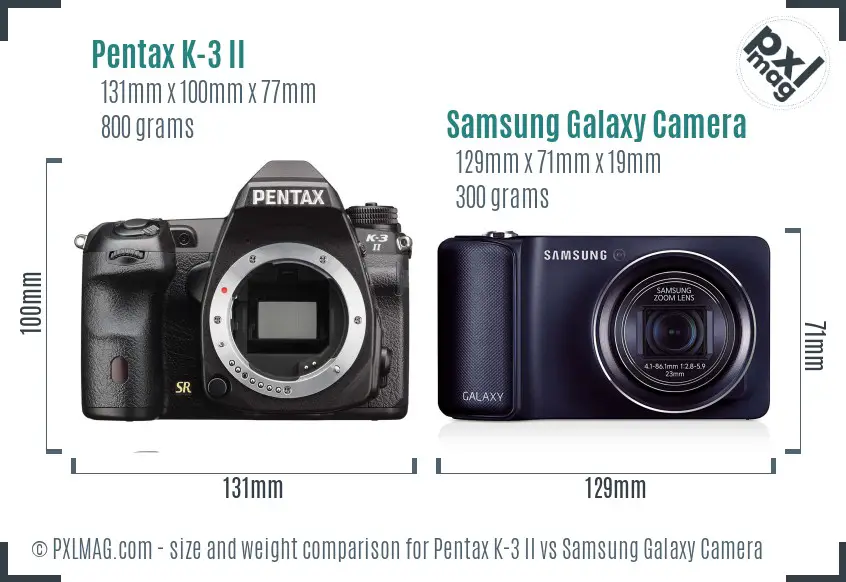 Pentax K-3 II vs Samsung Galaxy Camera size comparison