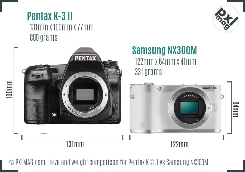 Pentax K-3 II vs Samsung NX300M size comparison
