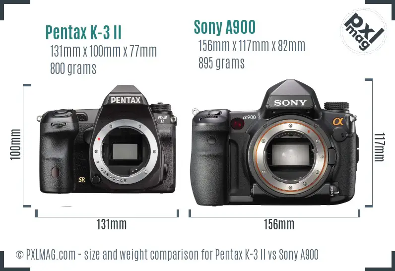 Pentax K-3 II vs Sony A900 size comparison