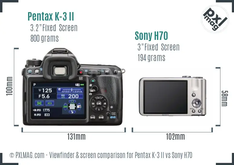 Pentax K-3 II vs Sony H70 Screen and Viewfinder comparison Pentax K-3 II vs Sony H70 Screen and Viewfinder comparison