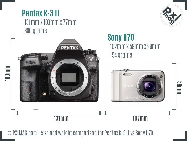 Pentax K-3 II vs Sony H70 size comparison Pentax K-3 II vs Sony H70 size comparison