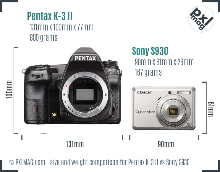 Pentax K-3 II vs Sony S930 size comparison Pentax K-3 II vs Sony S930 size comparison