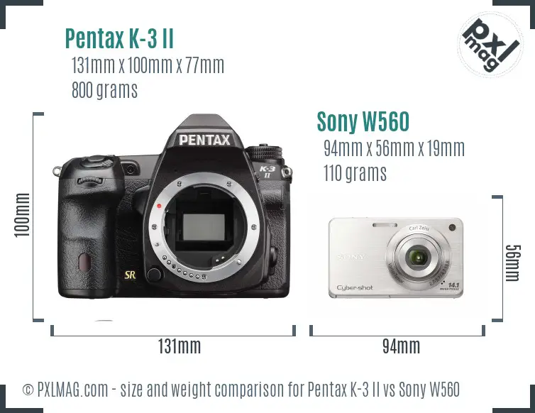 Pentax K-3 II vs Sony W560 size comparison Pentax K-3 II vs Sony W560 size comparison