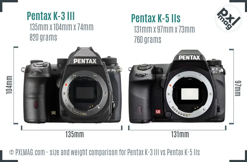 Pentax K-3 III vs Pentax K-5 IIs size comparison
