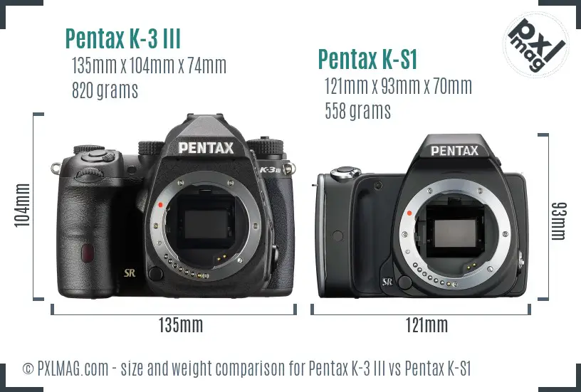 Pentax K-3 III vs Pentax K-S1 size comparison